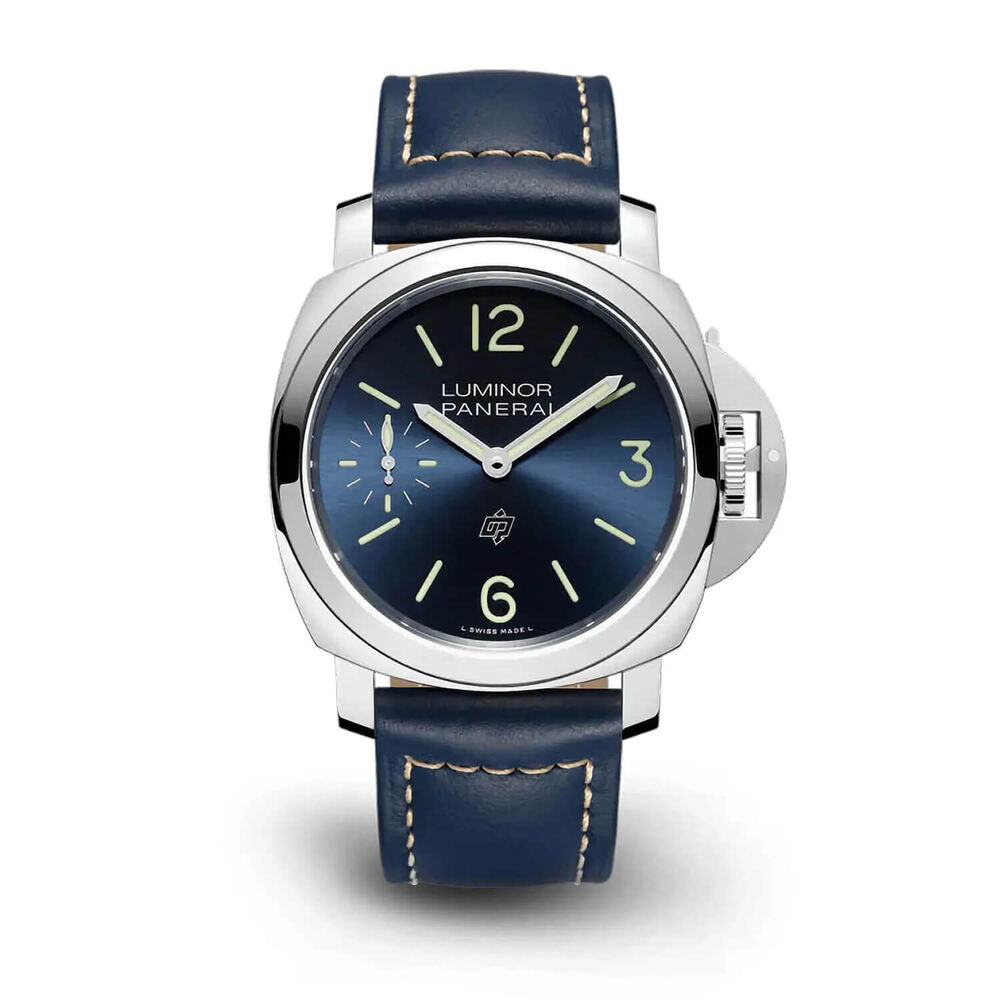 Panerai Luminor 44mm Blu Mare Blue Dial Strap Watch