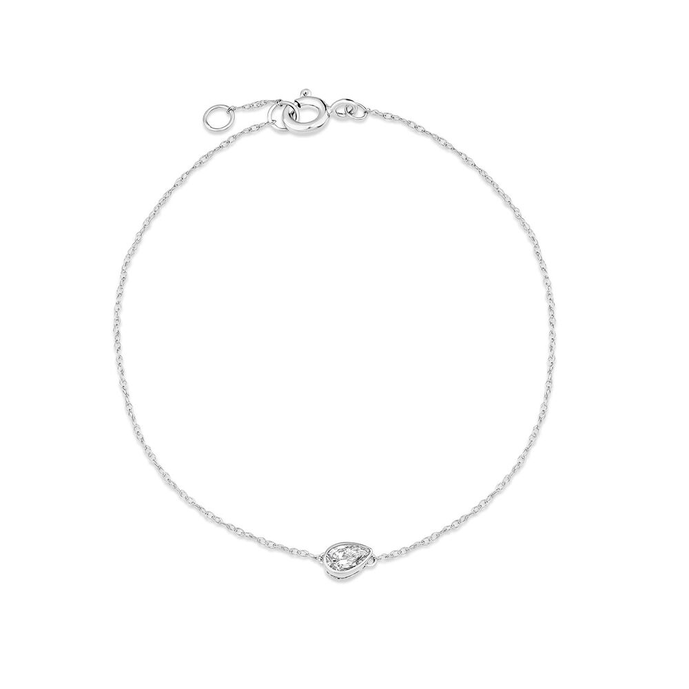 Born Kissed with Diamonds 9ct White Gold Lab Grown 0.20ct Pear Diamond Chain Bracelet image number 0