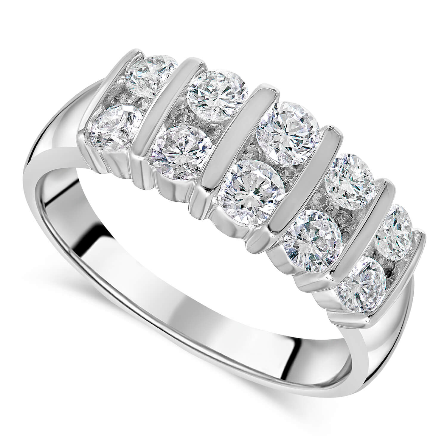 18ct white gold 1.00 carat diamond bar set ring