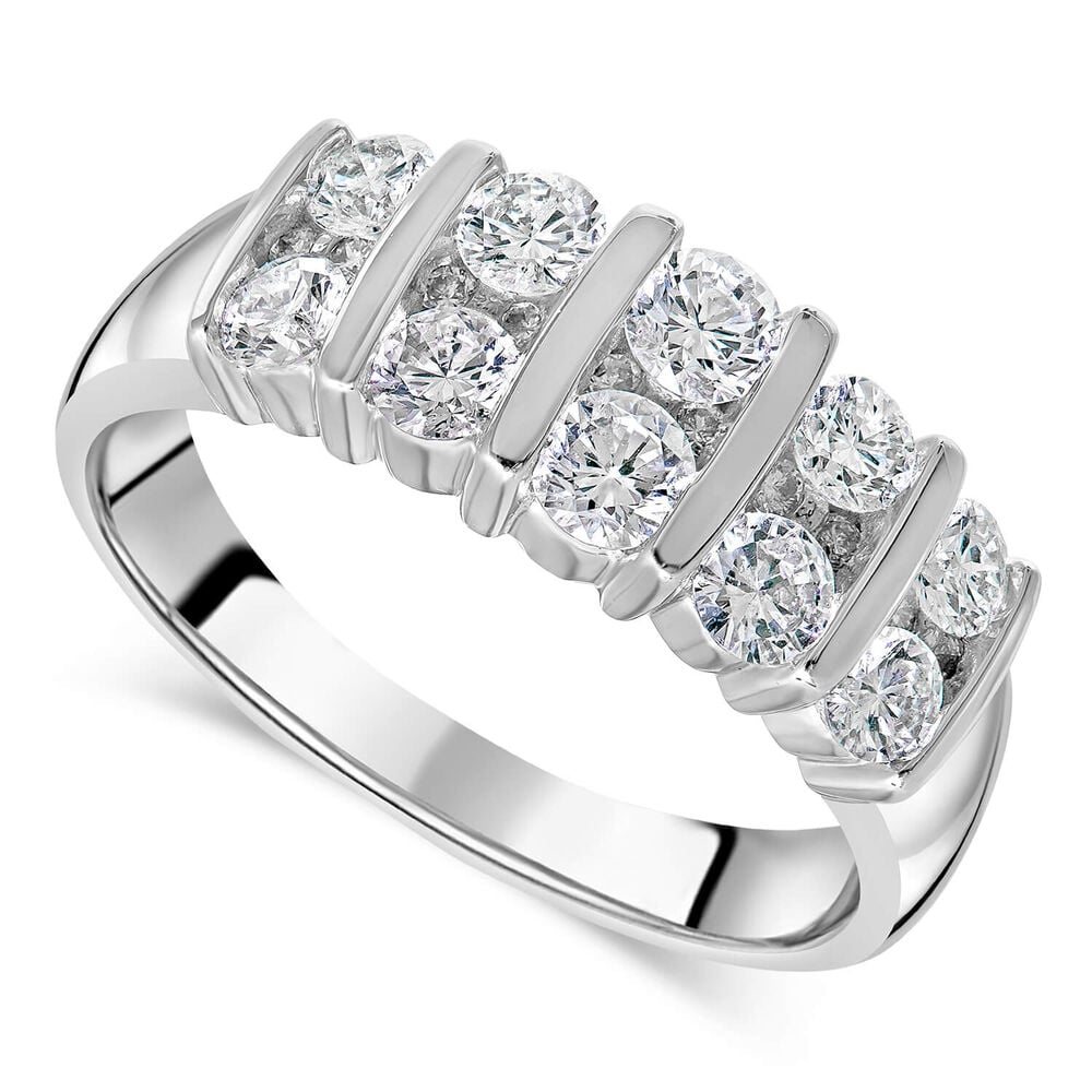 18ct white gold 1.00 carat diamond bar-set ring image number 0