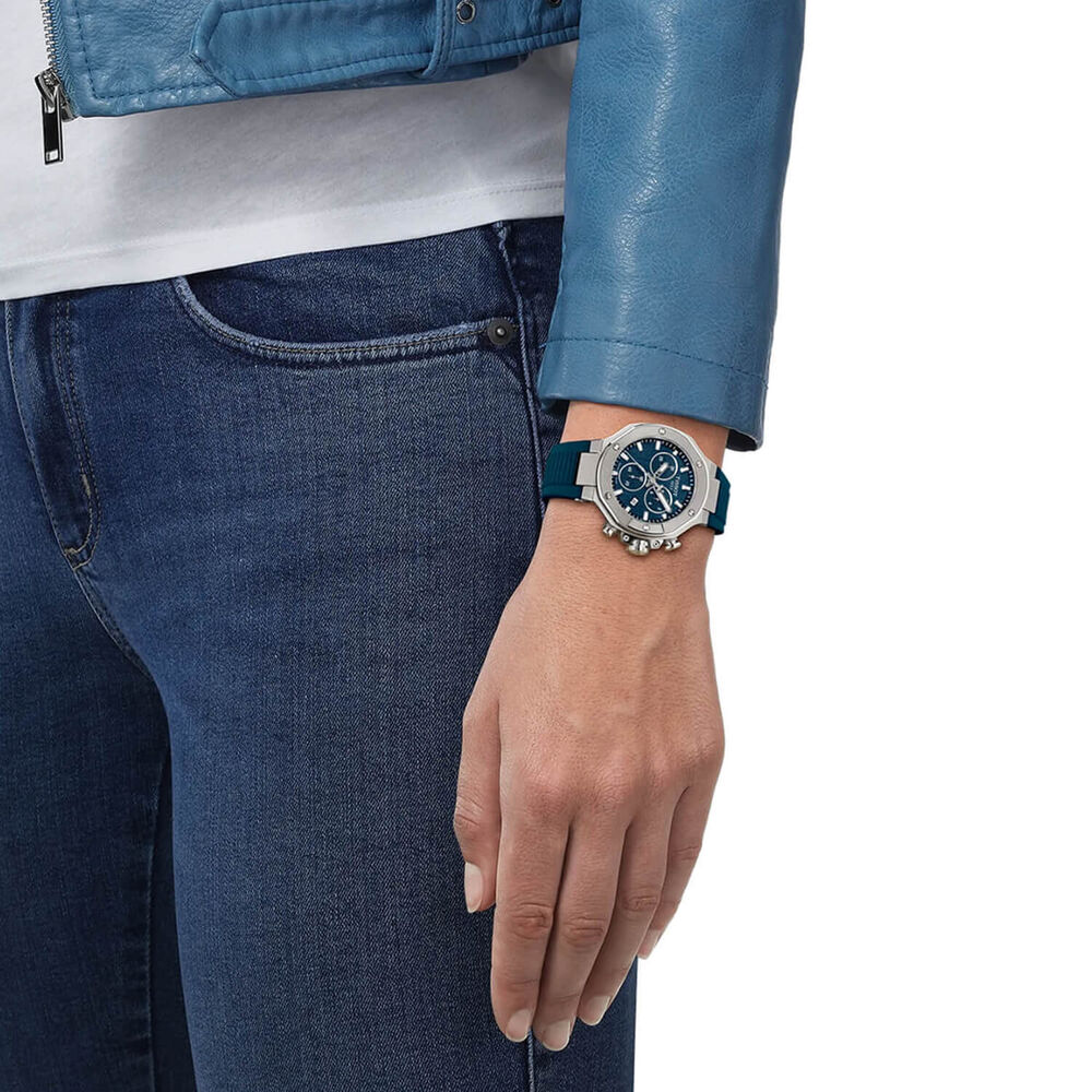 Tissot T-Race Chronograph 38mm Blue Dial Rubber Strap Watch image number 4