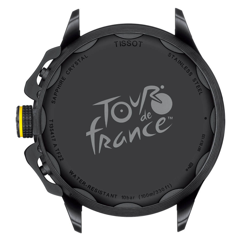 Tissot T-Race Tour De France 45mm Black Dial Yellow Detail Steel Case Black Strap Watch