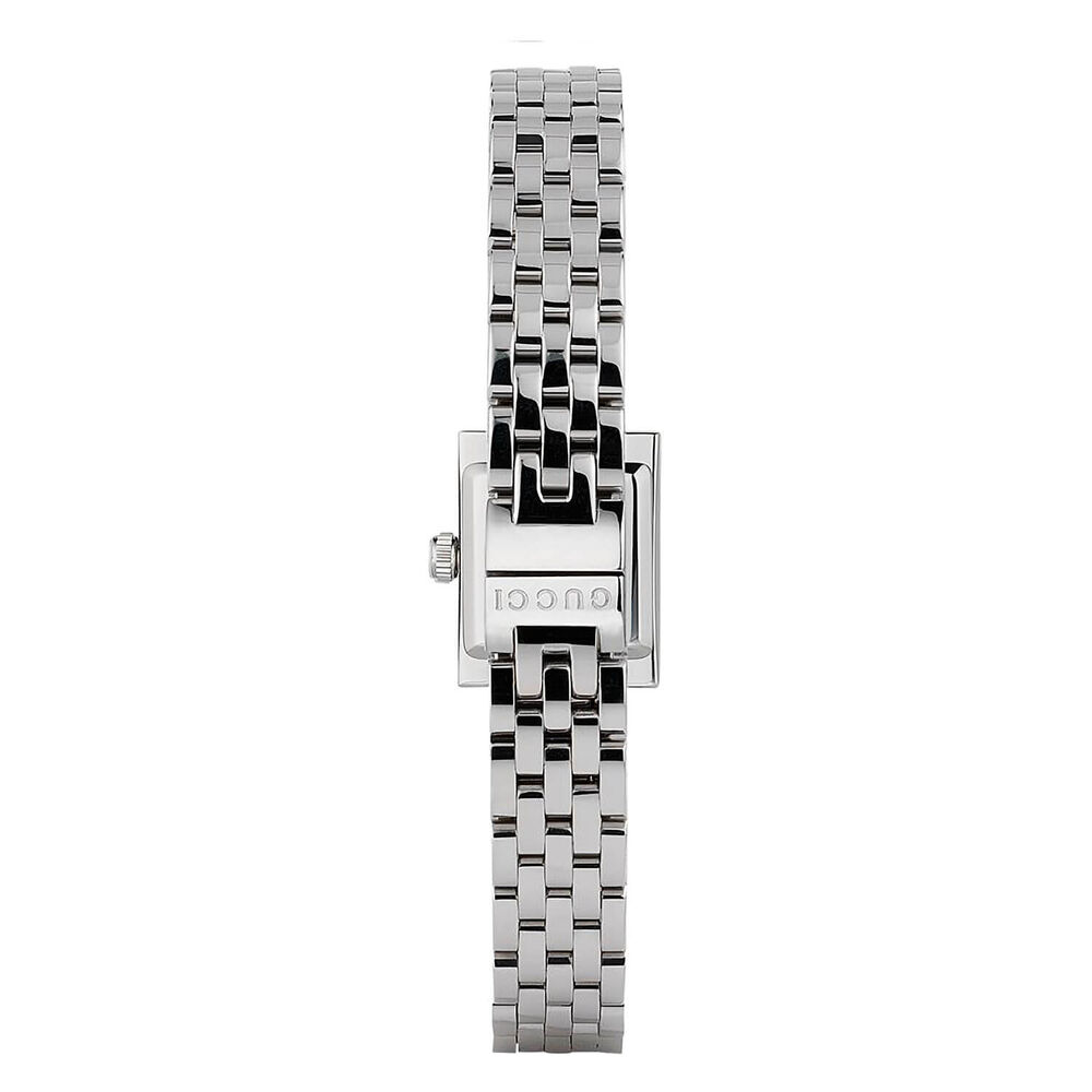 Pre-Owned Gucci G-Frame Square Black Three Diamonds Dial Steel Bracelet Watch image number 3