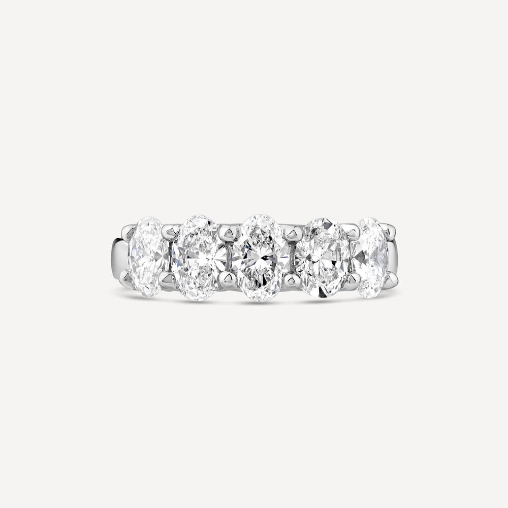 Born Platinum 1.85ct Lab Grown 5 Stone Oval Half Eternity Diamond Ring