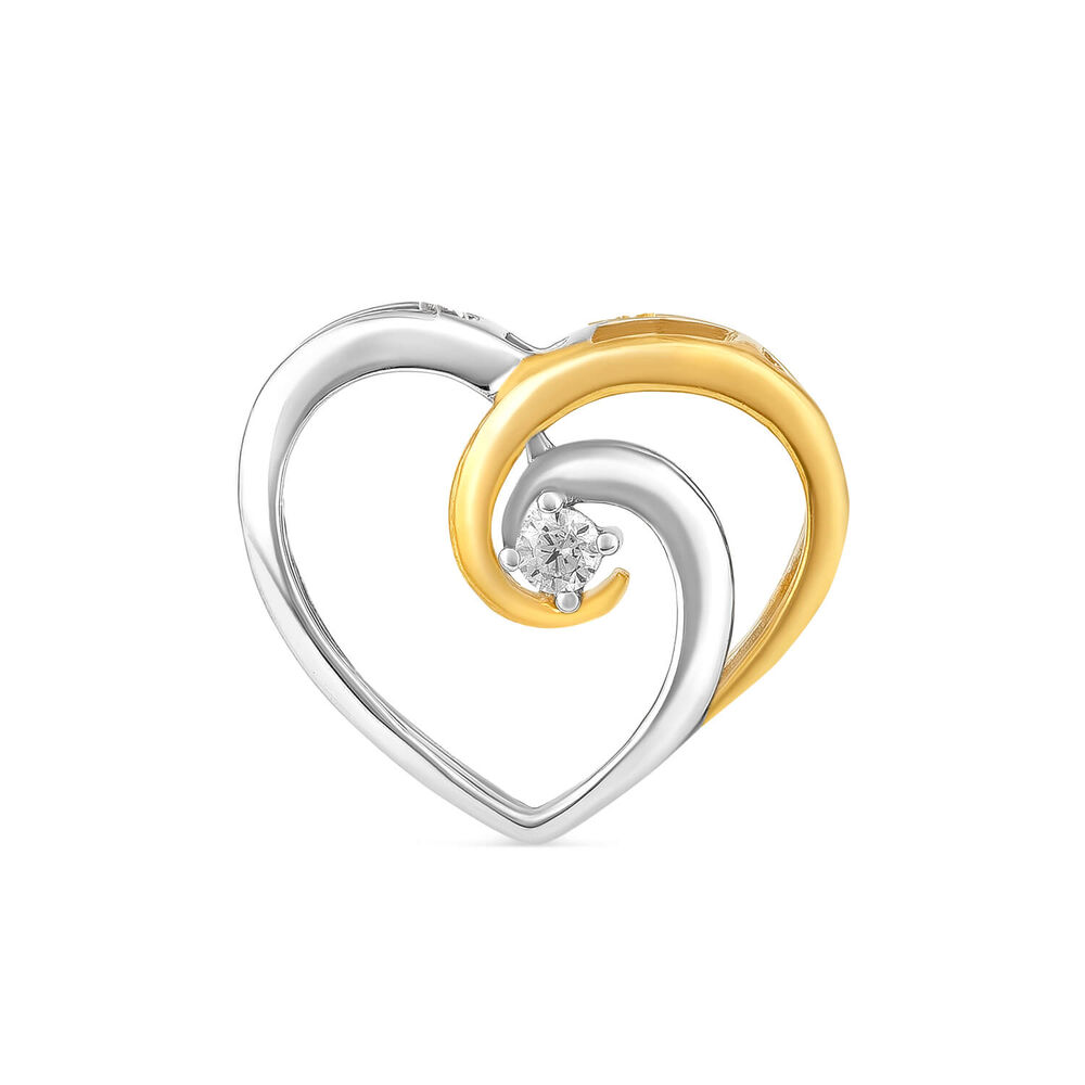 9ct Two Colour Gold Cubic Zirconia Open Heart Pendant (Chain Included) image number 0