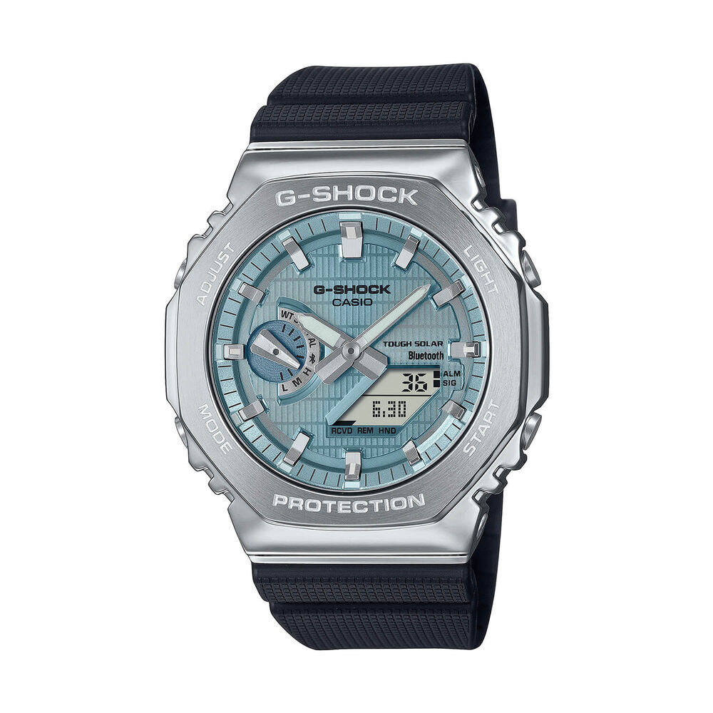 G-SHOCK Metal Covered 49.3mm Blue Dial Black Resin Strap Watch image number 0