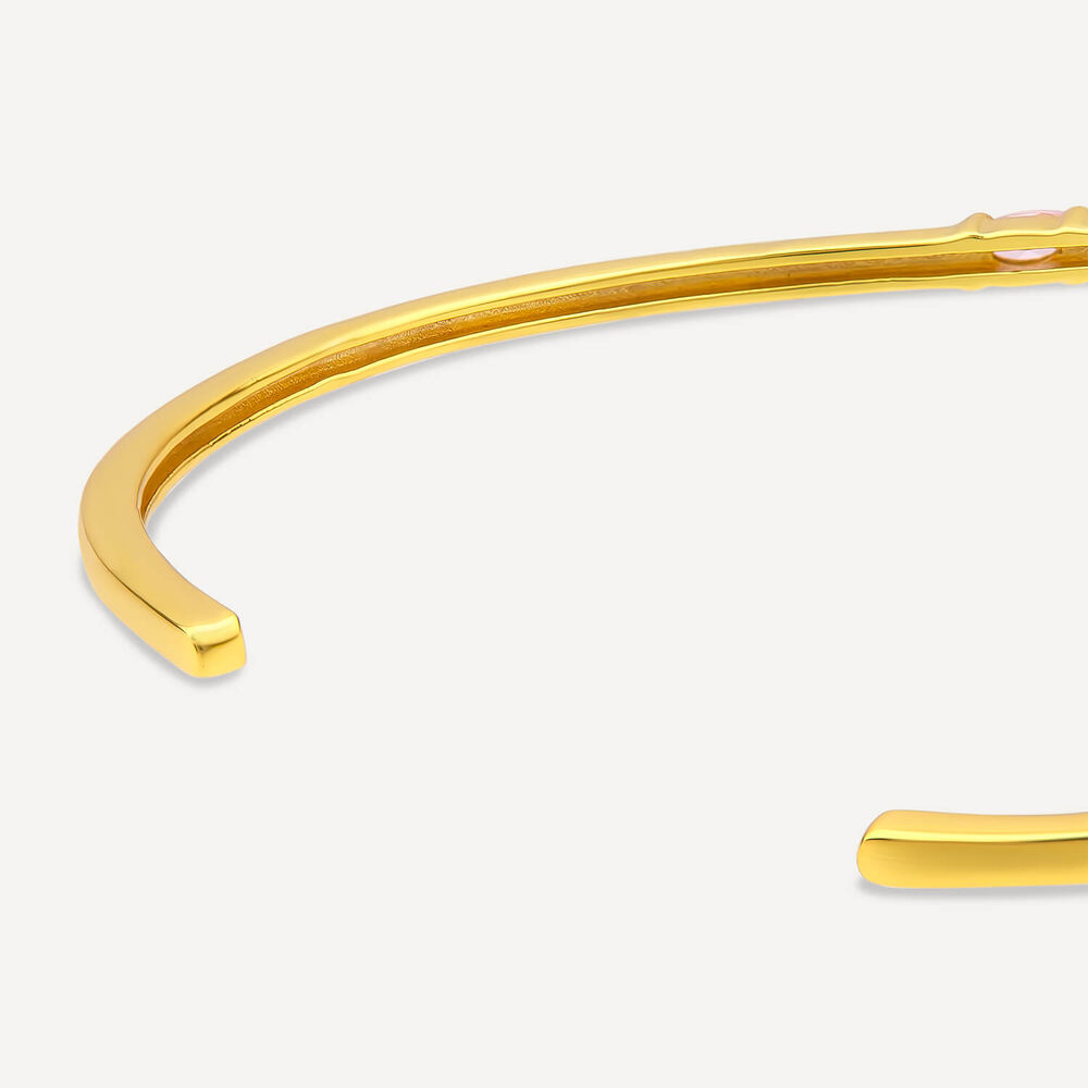 Sterling Silver Yellow Gold Plated Rectangular Green & Red Cubic Zirconia Bangle