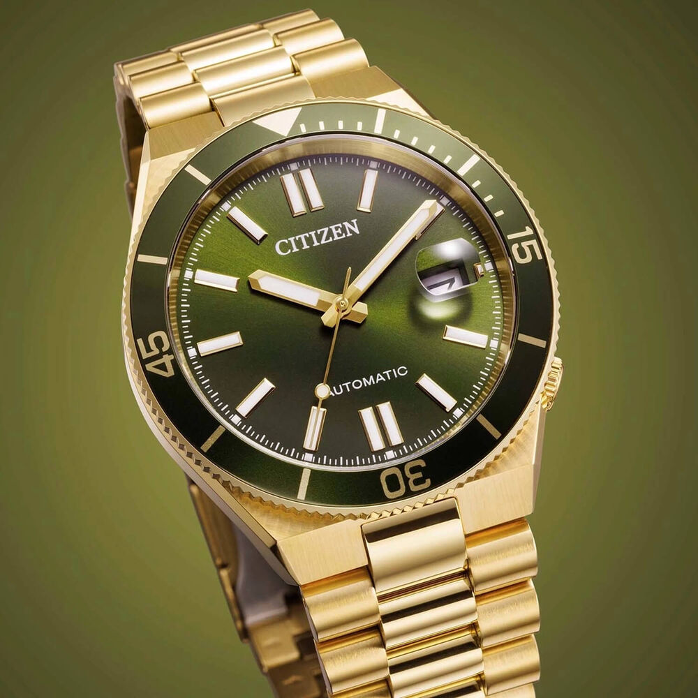 Citizen Tsuyosa 40mm Green Dial Yellow Gold Tone Stainless Steel Bracelet Watch