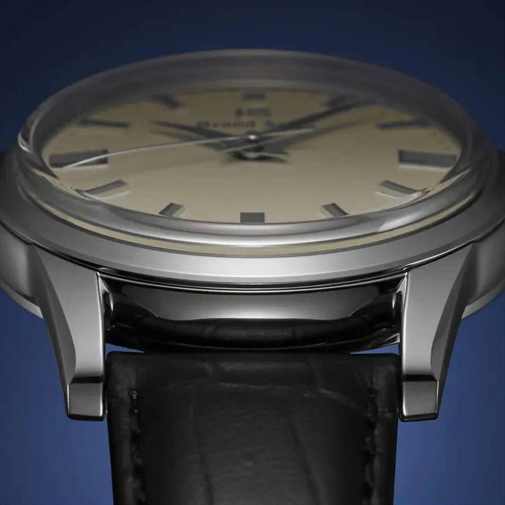 Grand Seiko Elegance Mechanical Manual Winding 37.3mm Beige Dial Black Leather Strap Watch image number 3