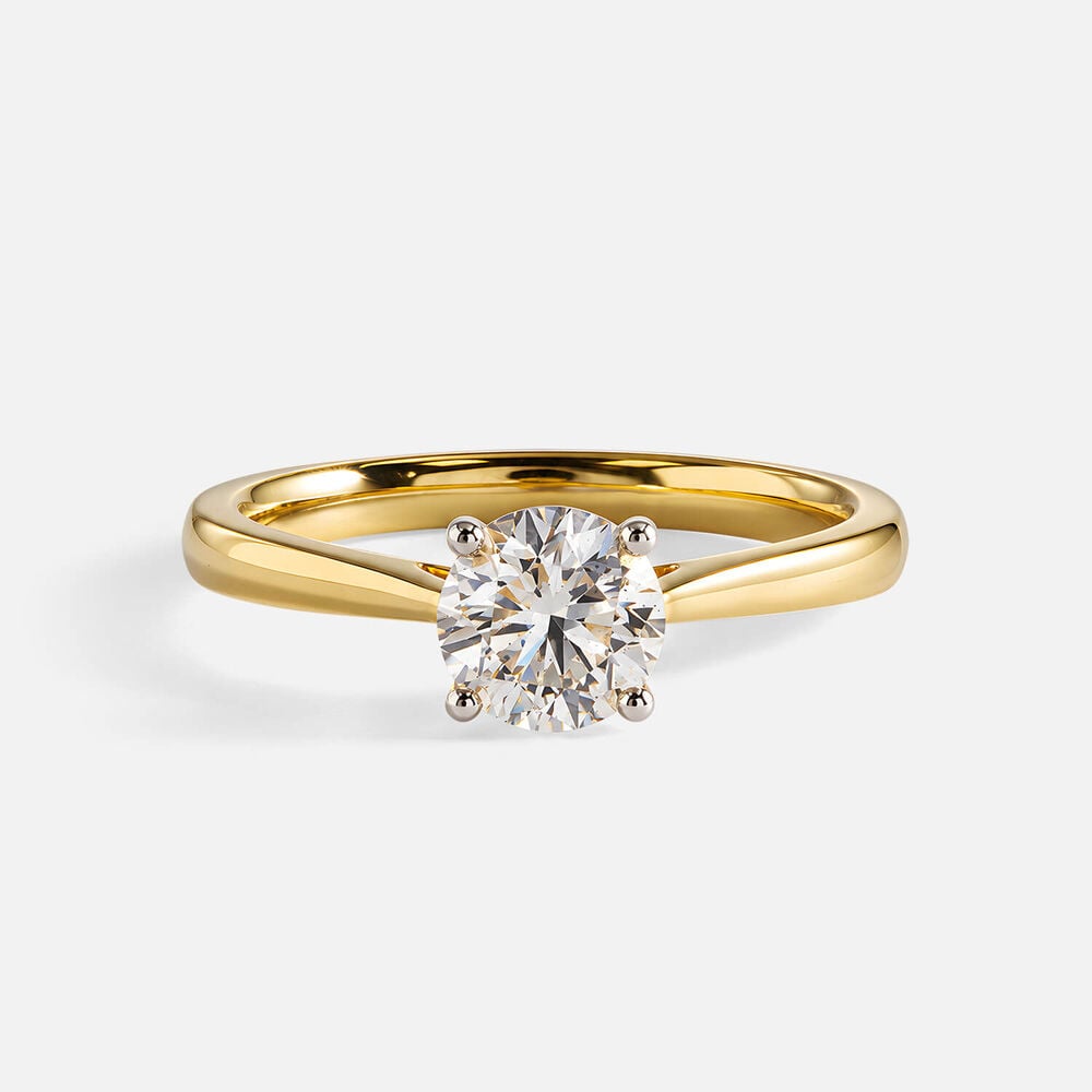 Classic 18ct Yellow Gold 1.00ct Round Brilliant Diamond Four Claw Solitaire Ring