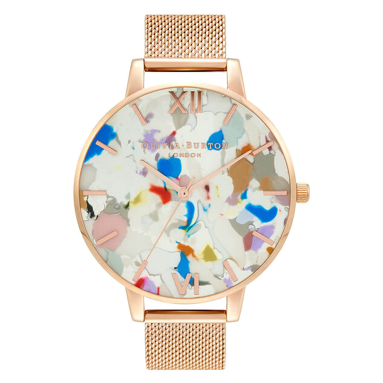 Olivia Burton 30mm Red Leather Rose Gold Strap Set Watch