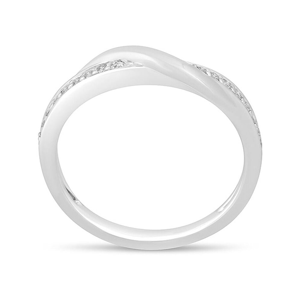 9ct White Gold 0.10ct Diamond Crossover Band Wedding Ring