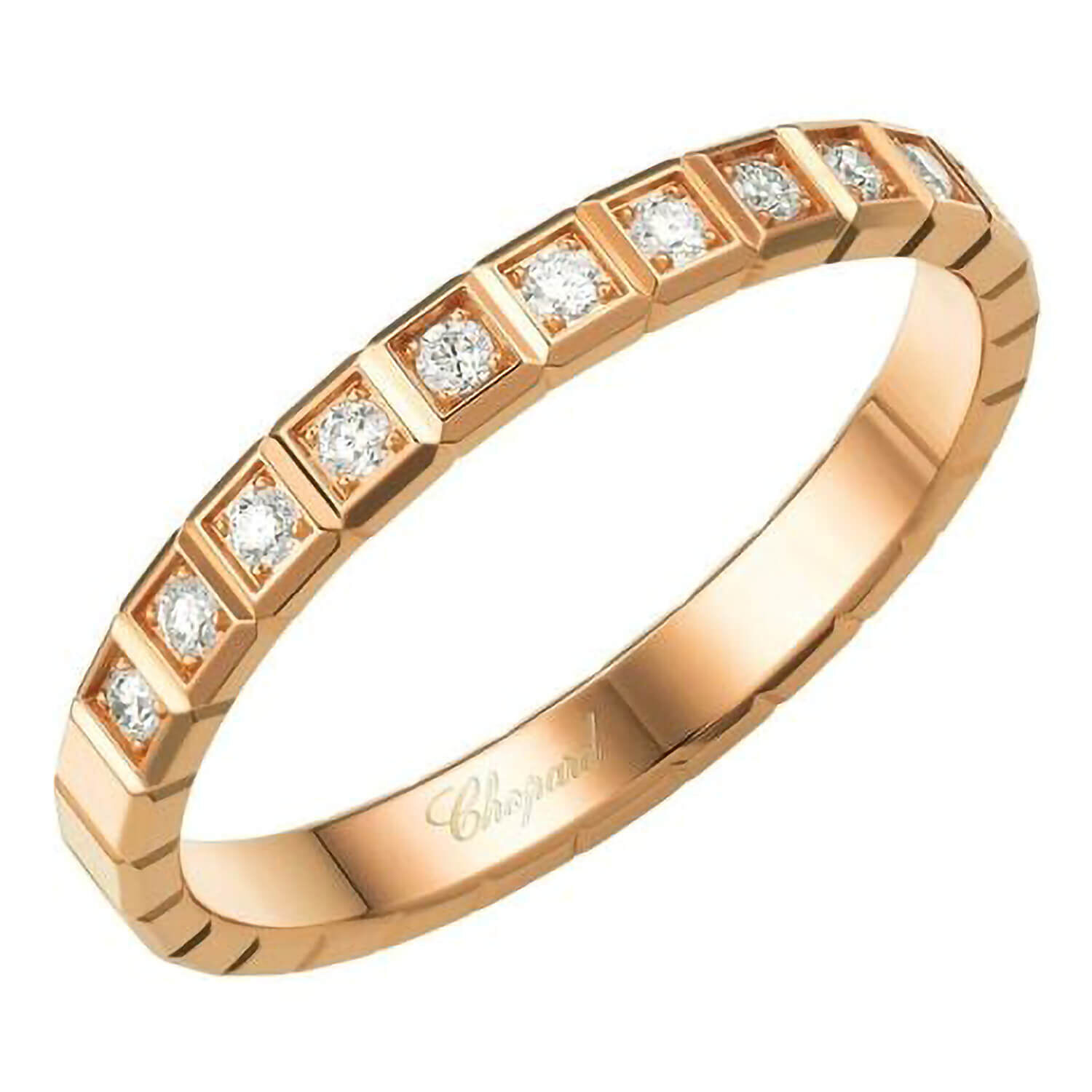 Chopard Ice Cube Rose Gold 0.11ct Half Diamond Thin Ring