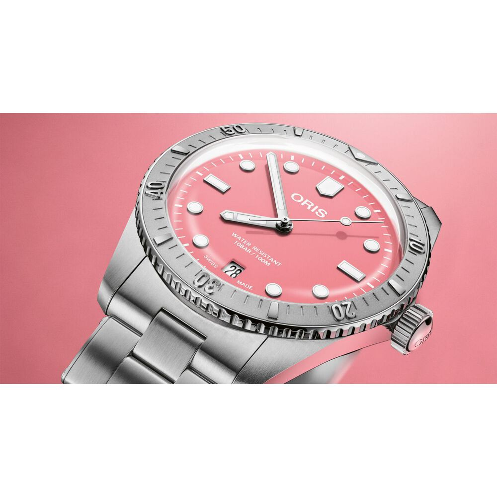 Divers Sixty-Five ‘Cotton Candy’ 38mm Pink Dial Steel Bracelet Watch image number 2