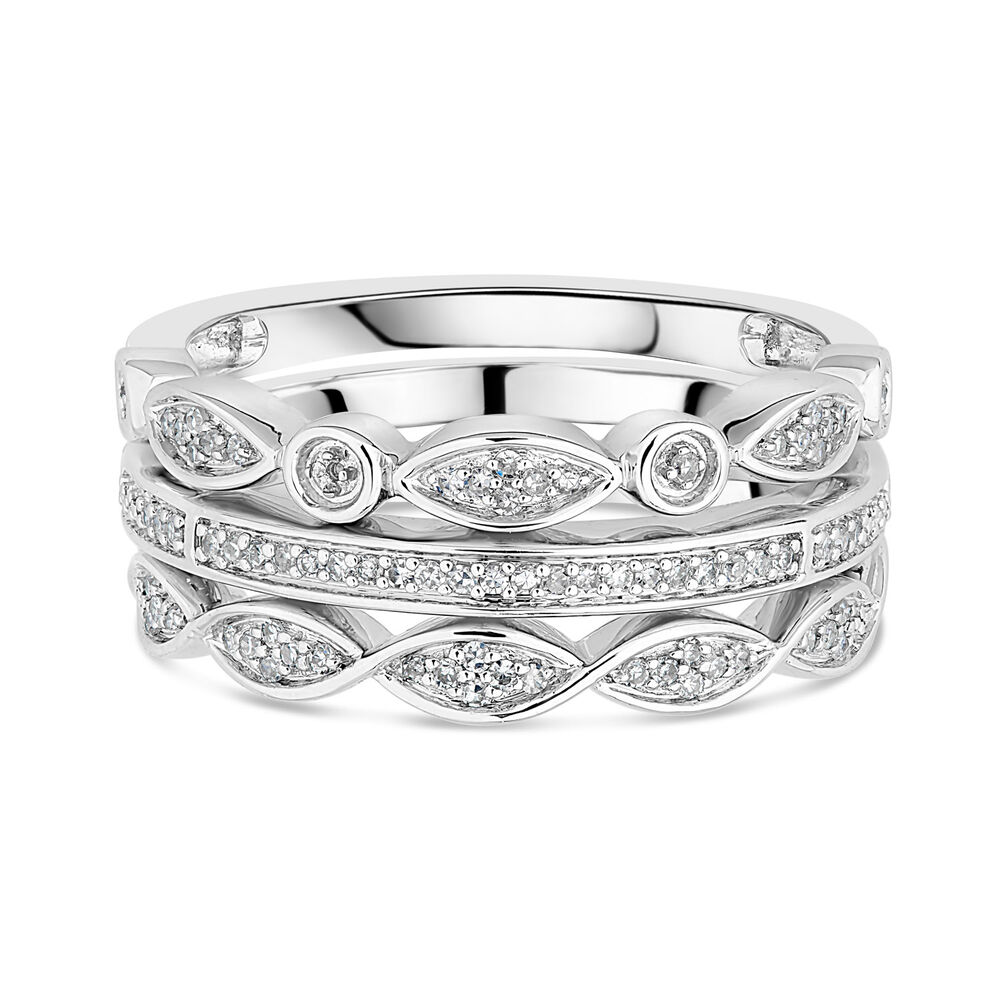 9ct White Gold 0.15ct Diamond Ring Stack image number 8