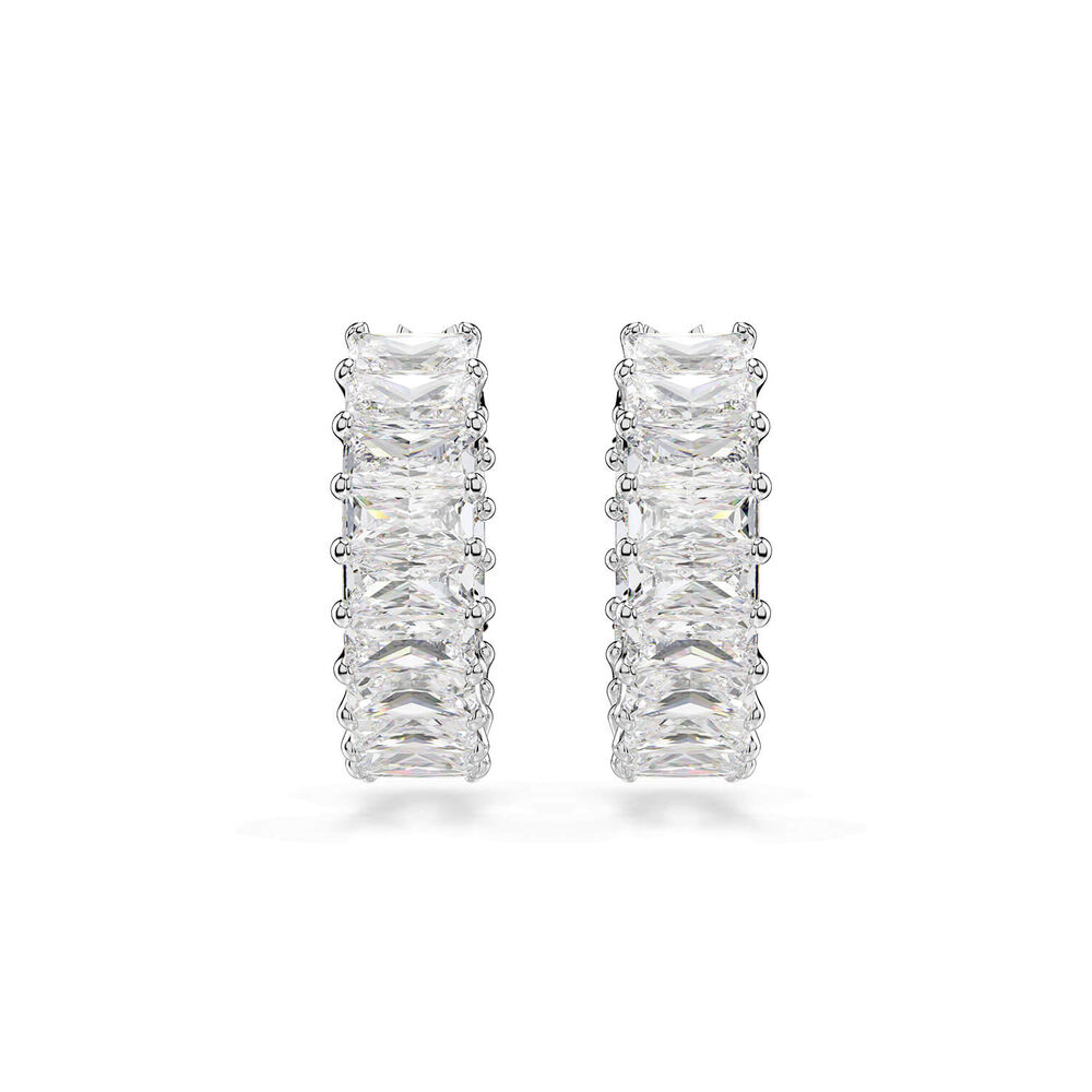 Swarovski Matrix Baguette Cubic Zirconia Rhodium Plated Hoop Earrings