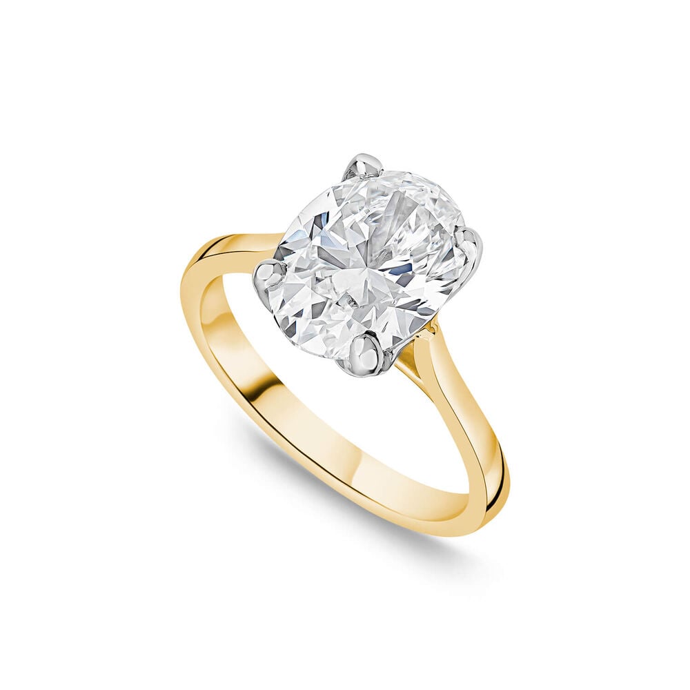 Born 18ct Yellow Gold 3.00ct Lab Grown Oval Solitaire Diamond Ring