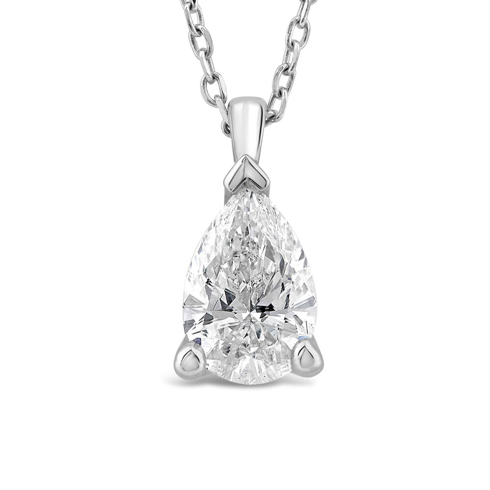 Born 18ct White Gold Lab Grown 0.70ct Pear Shape Diamond Pendant