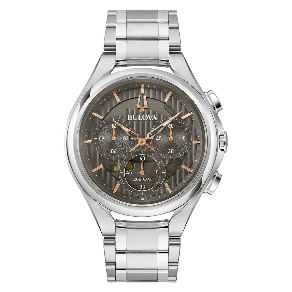 Bulova Curv 44mm Grey Chronograph Dial Steel Bracelet Watch