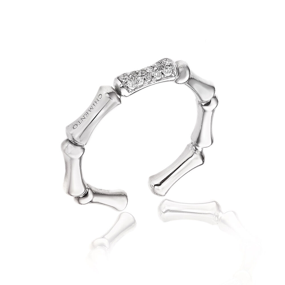 Chimo Rings Chimento 18ct White Gold And Diamond Bamboo Collection Ring