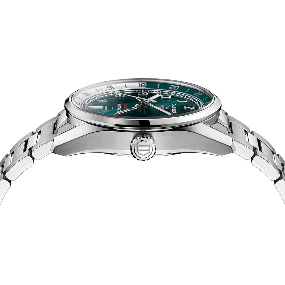 TAG Heuer Carrera Date 41mm Green Teal Dial Stainless Steel Bracelet Watch image number 3