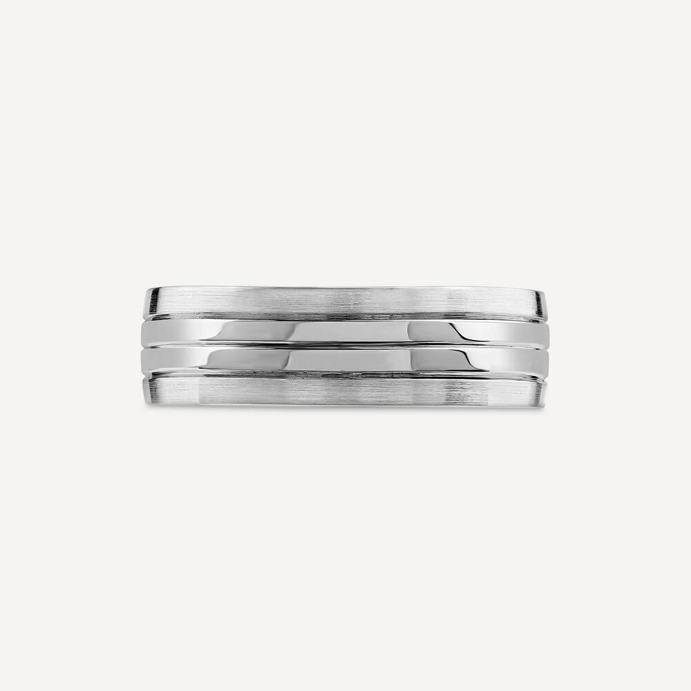 Platinum 6mm 3 Lines Men's Wedding Ring image number 1