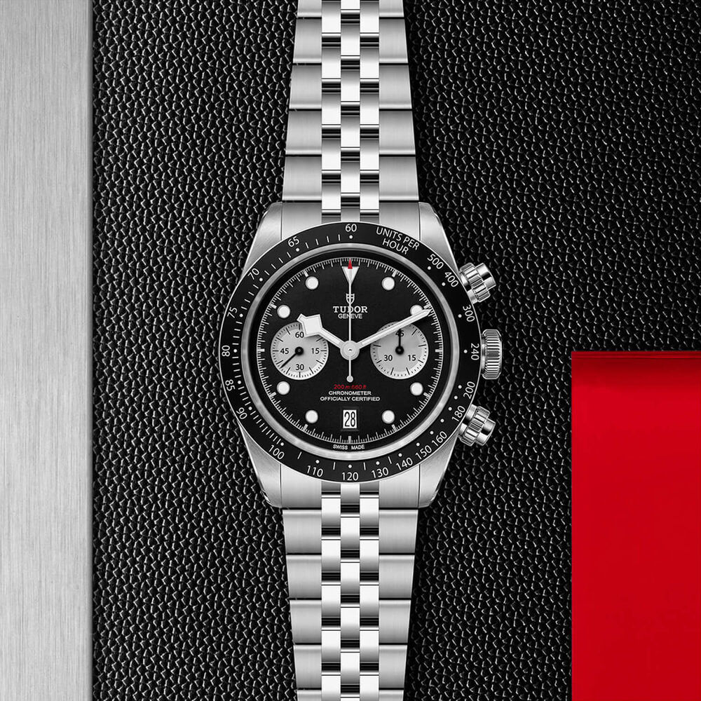 TUDOR Black Bay Chrono 41mm Black Dial Steel Five-Link Bracelet Watch image number 2