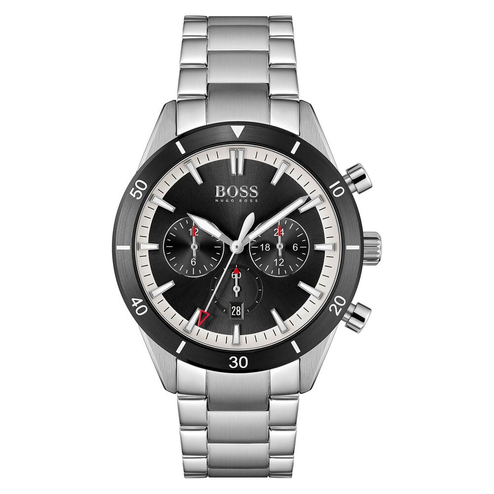 Hugo Boss Santiago 44mm Black Dial Chronograph Steel Case Bracelet Watch image number 0