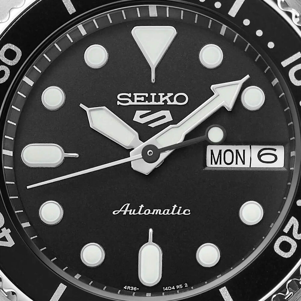 Seiko 5 Sports SKX Midi 38mm Black Dial Stainless Steel Bracelet Watch image number 2