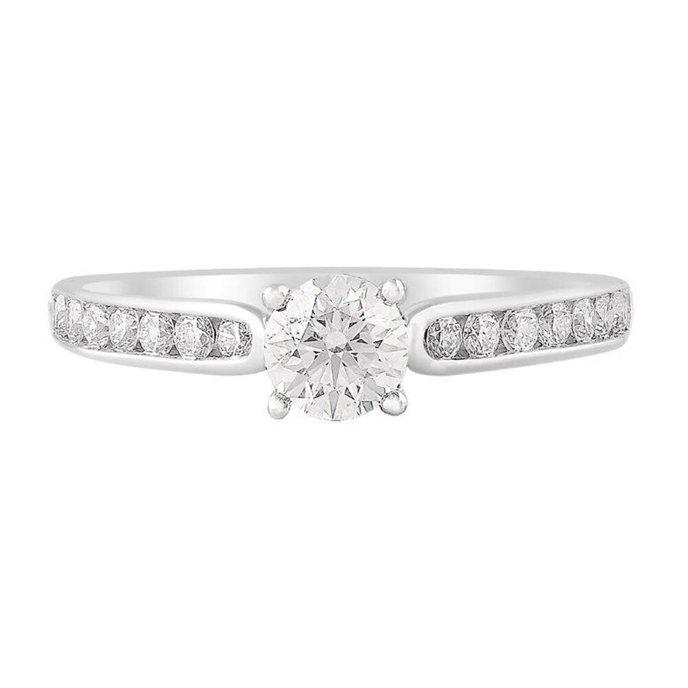 18ct White Gold 0.75ct Diamond Tulip Setting Shoulders Ring