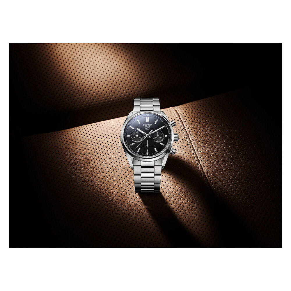 TAG Heuer Carrera Chronograph 42mm Black Dial Stainless Steel Bracelet Watch image number 4