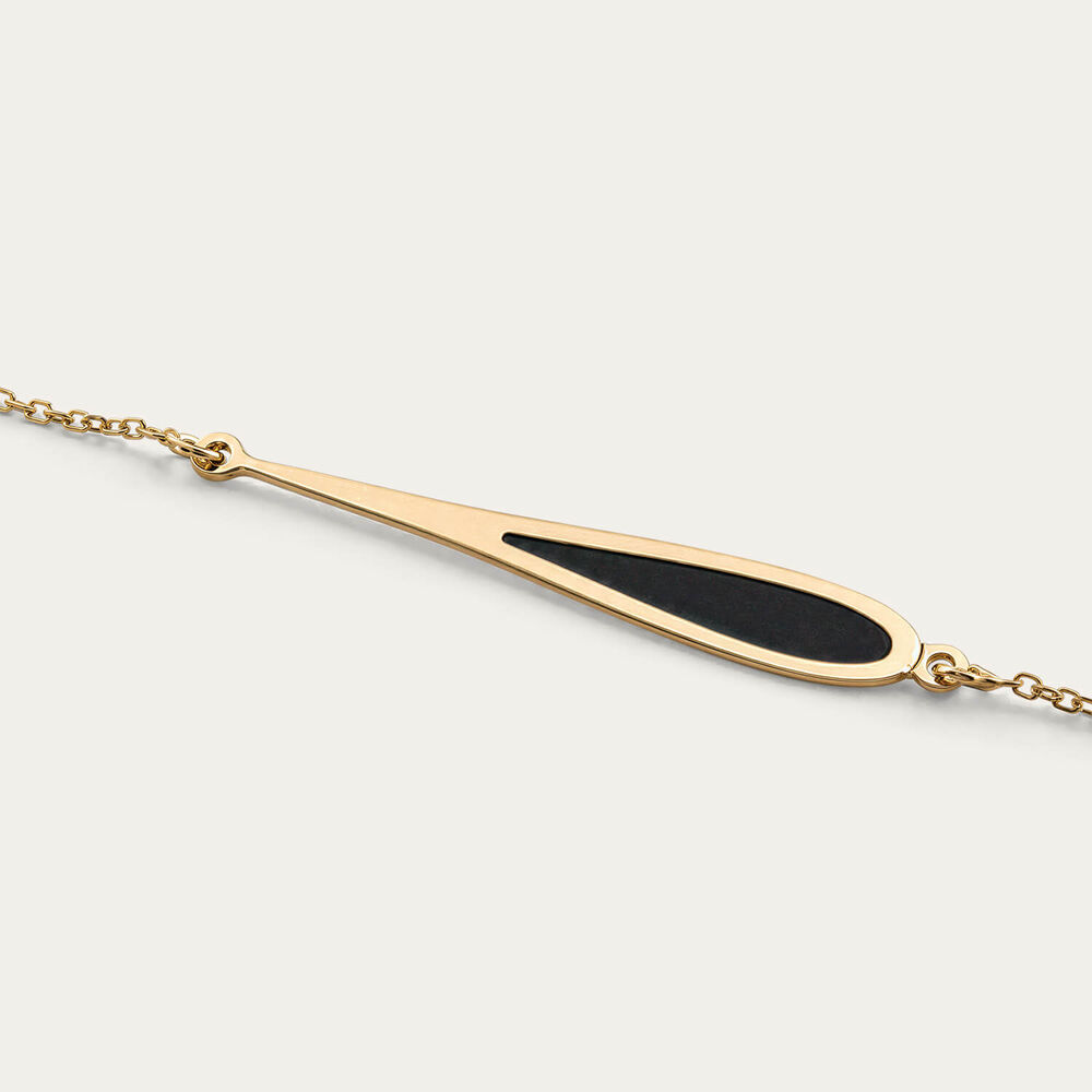 9ct Yellow Gold Black Enamel Teardrop Bracelet