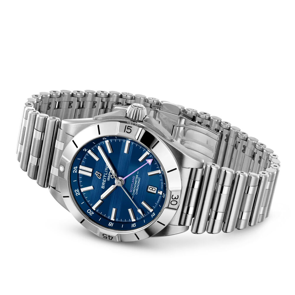 Breitling Chronomat GMT Six Nations Scotland 40mm Blue Dial Steel Bracelet Watch image number 3