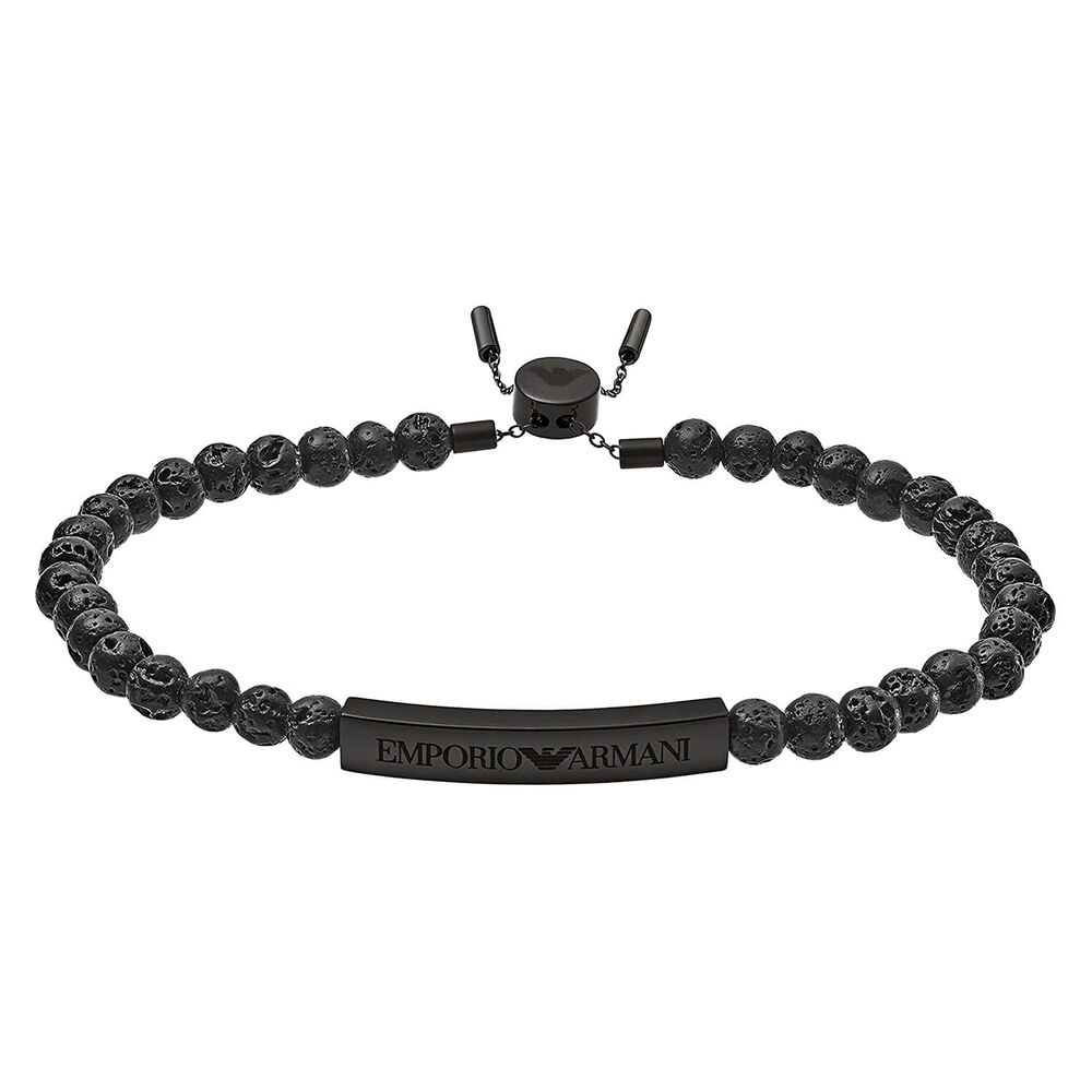 Emporio Armani Heritage Black Lava Bead Slider Bracelet image number 0