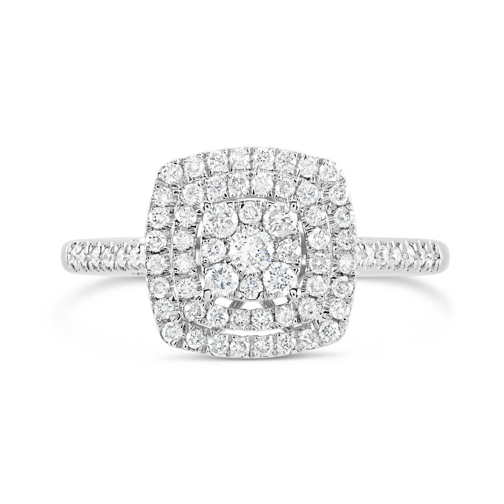 9ct White Gold 0.50ct Diamond Cluster Halo Ring