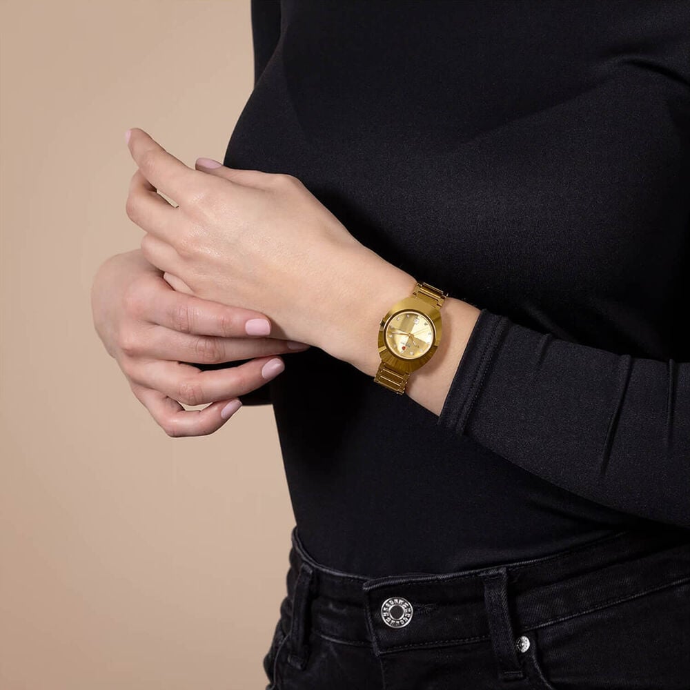 Rado DiaStar Original Automatic 30mm Yellow Gold Dial Diamond Dots PVD Steel Bracelet Watch image number 1