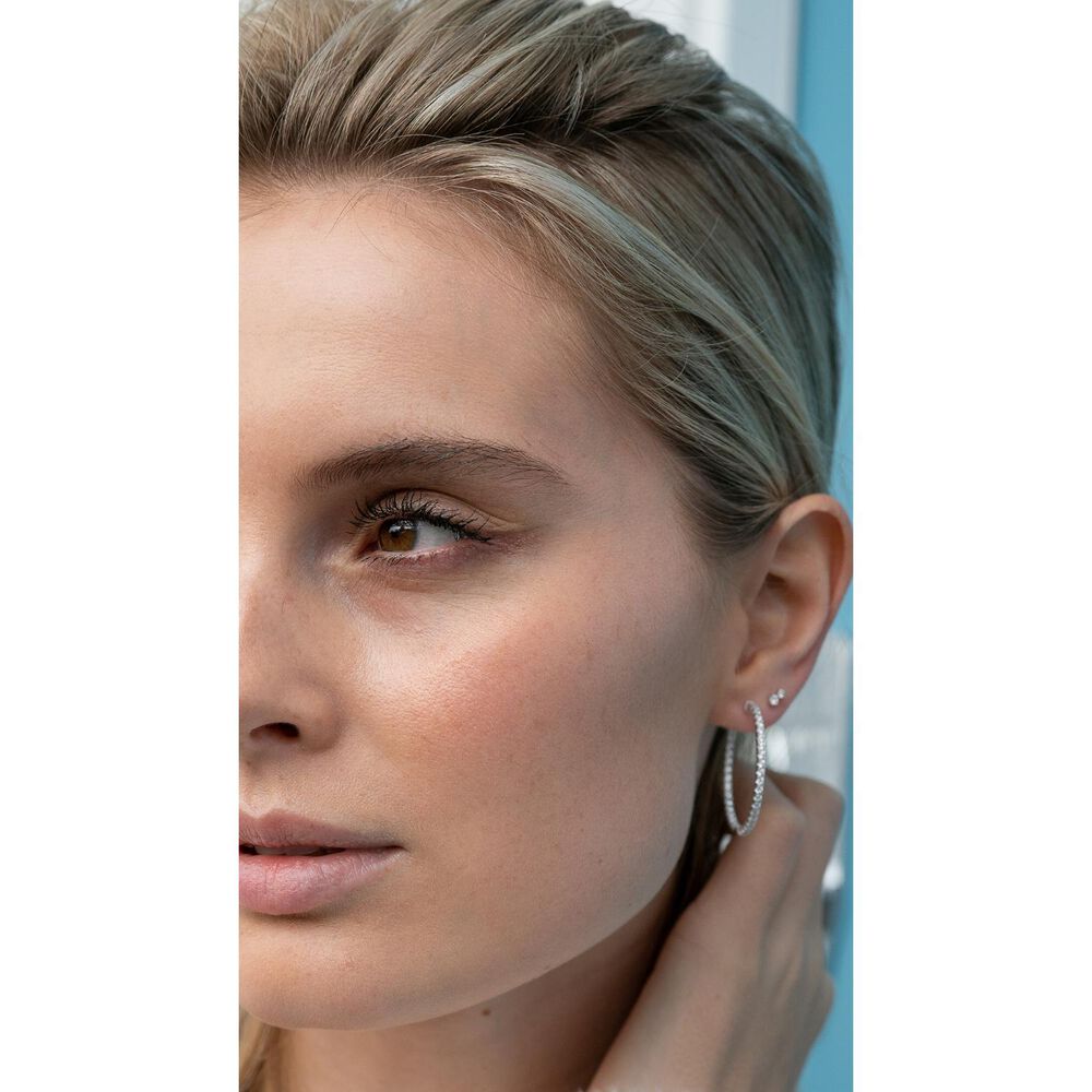CARAT* London Ladies Cubic Zirconia Silver Amaia Hoop Earrings image number 3