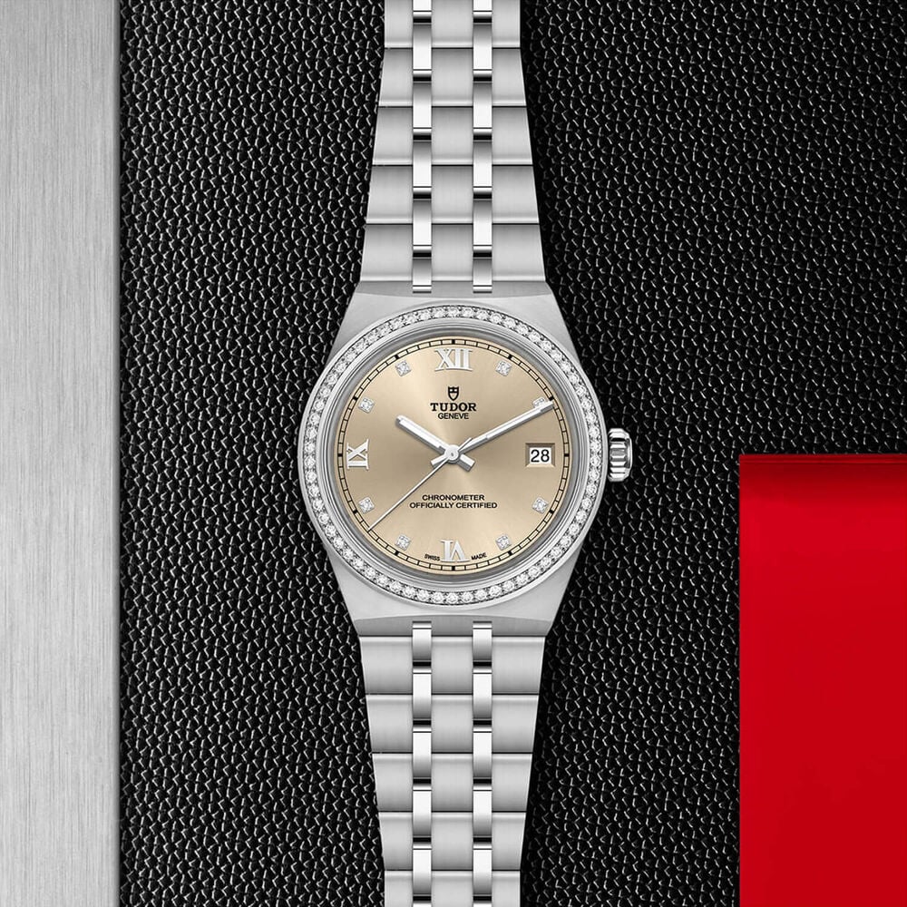 TUDOR Royal 36mm Ivory Dial Diamond Bezel Stainless Steel Bracelet Watch