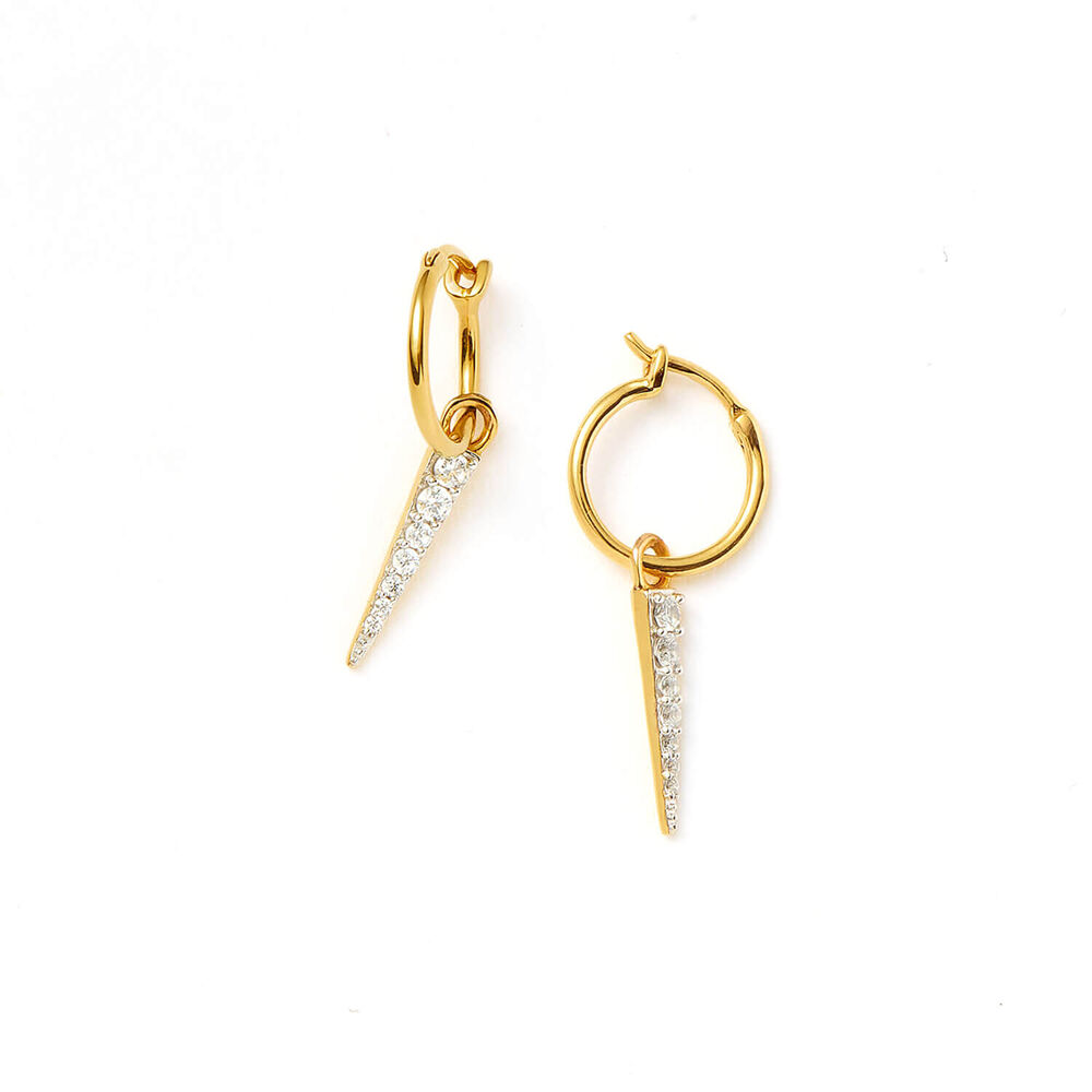 Missoma 18ct Gold Vermeil Sterling Silver Cubic Zirconia Mini Pave Spike Charm Hoop Earrings