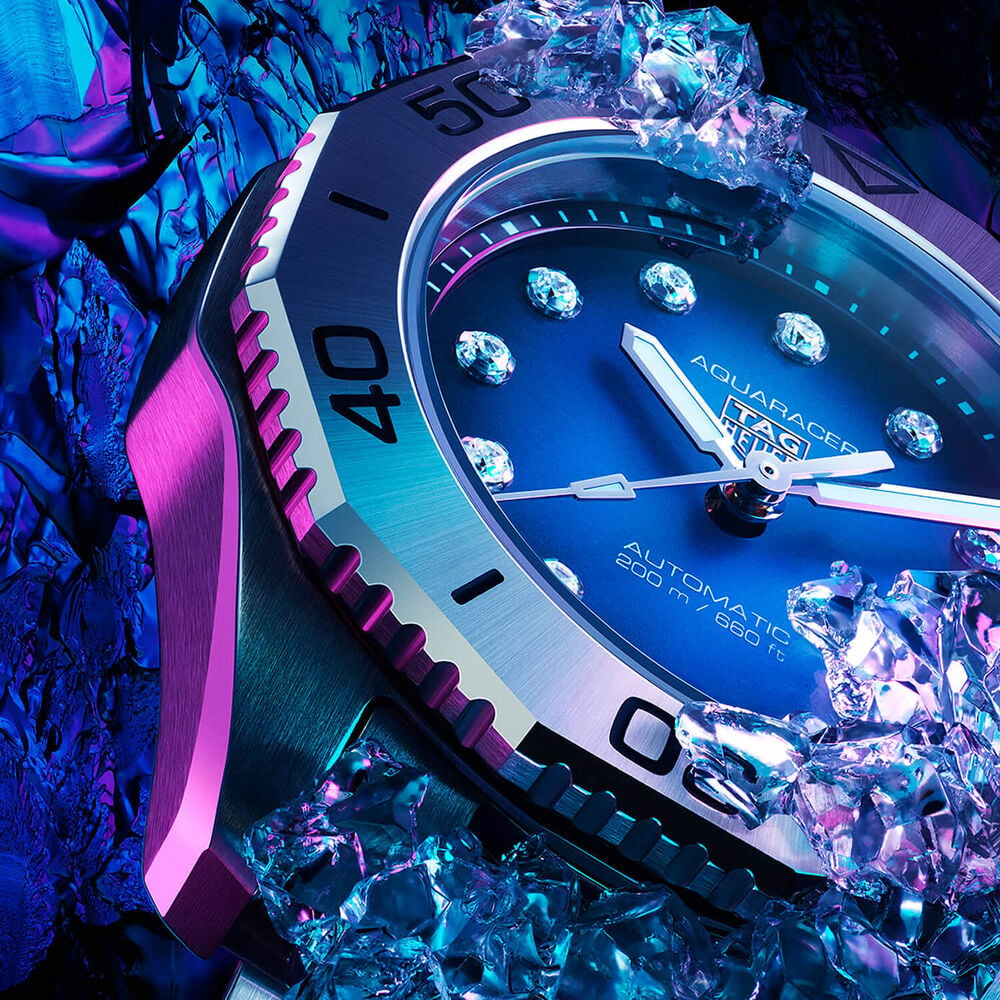 TAG Heuer Aquaracer Professional 200 Automatic 30mm Blue Diamond Dot Smokey Dial Bracelet Watch image number 1