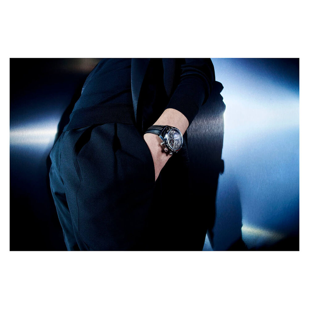 TAG Heuer Carrera Chronograph x Porsche 44mm Black Dial & Bezel Leather Strap Watch image number 9