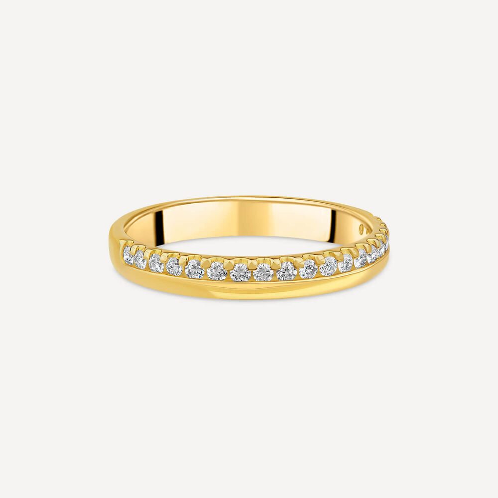 18ct Yellow Gold 3mm Offset 0.20ct Diamond Wedding Ring image number 2