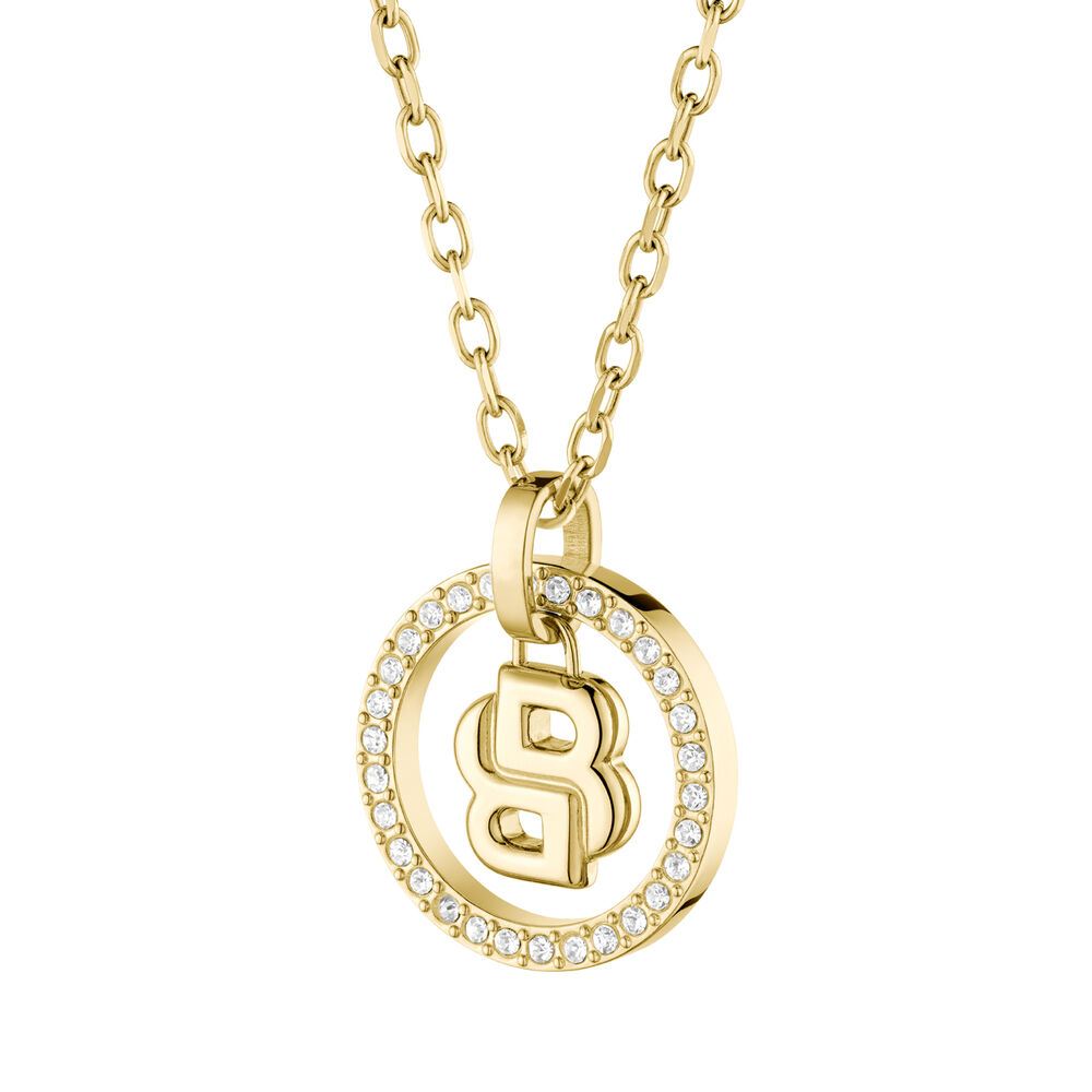 BOSS Double B Divine Yellow Gold Tone Stainless Steel Necklace image number 1
