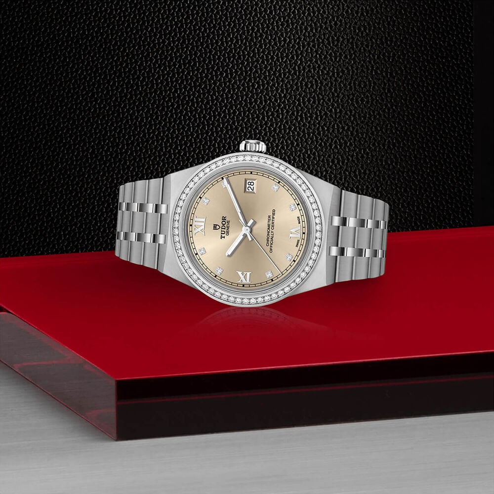 TUDOR Royal 36mm Ivory Dial Diamond Bezel Stainless Steel Bracelet Watch