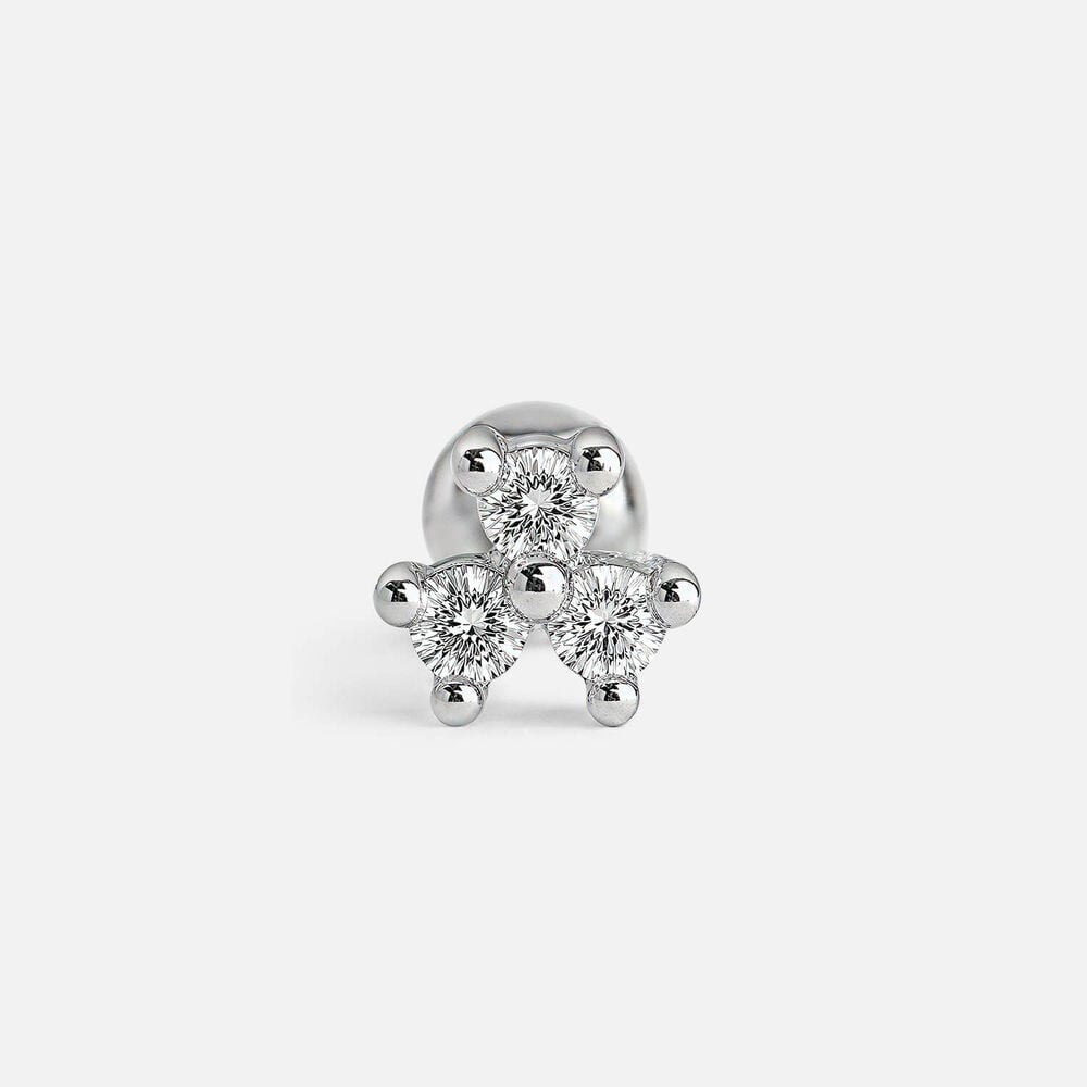 Sterling Silver Cubic Zirconia Cluster Single Stud Earring