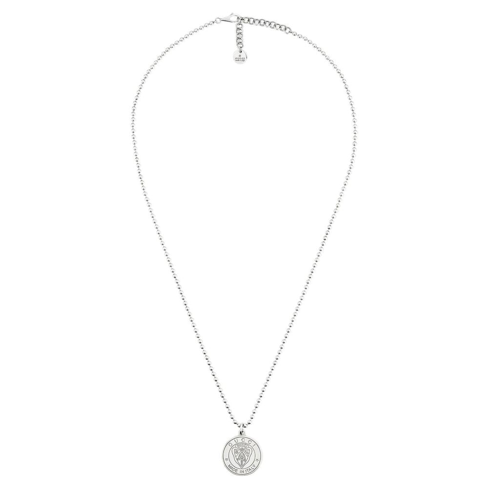 Gucci Crest Pendant Sterling Silver Necklace