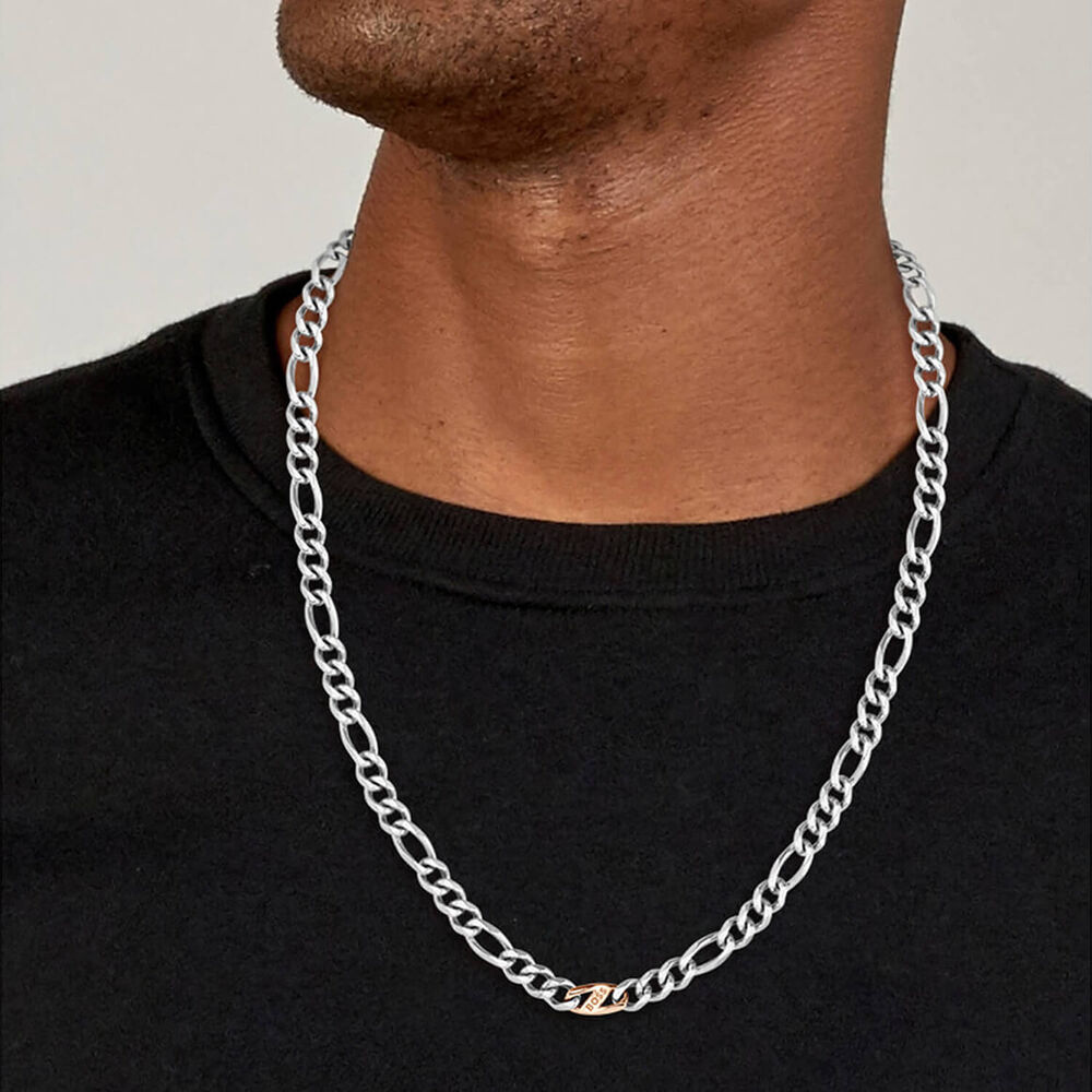 BOSS Rian Two Tone Branded Link Necklace image number 2