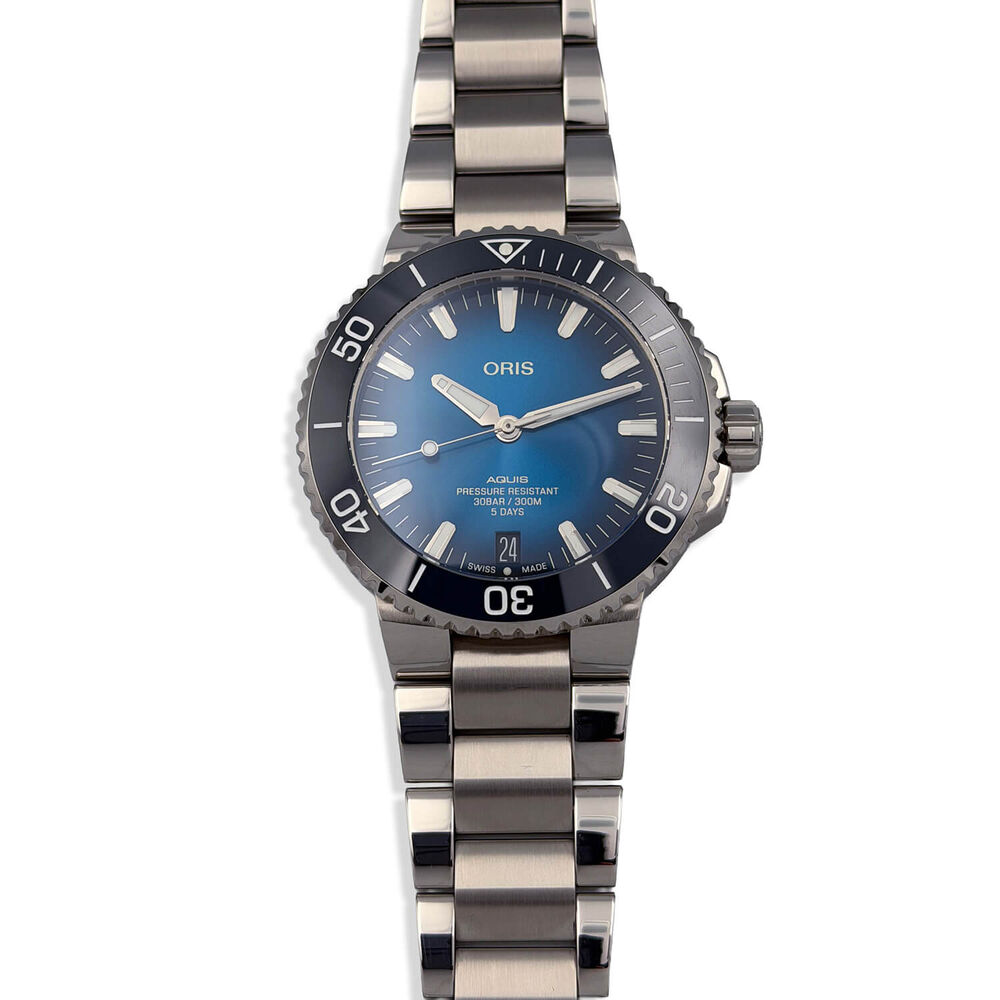 Pre-Owned Oris Aquis 43.5mm Calibre 400 Blue Dial Bezel Steel Bracelet Watch