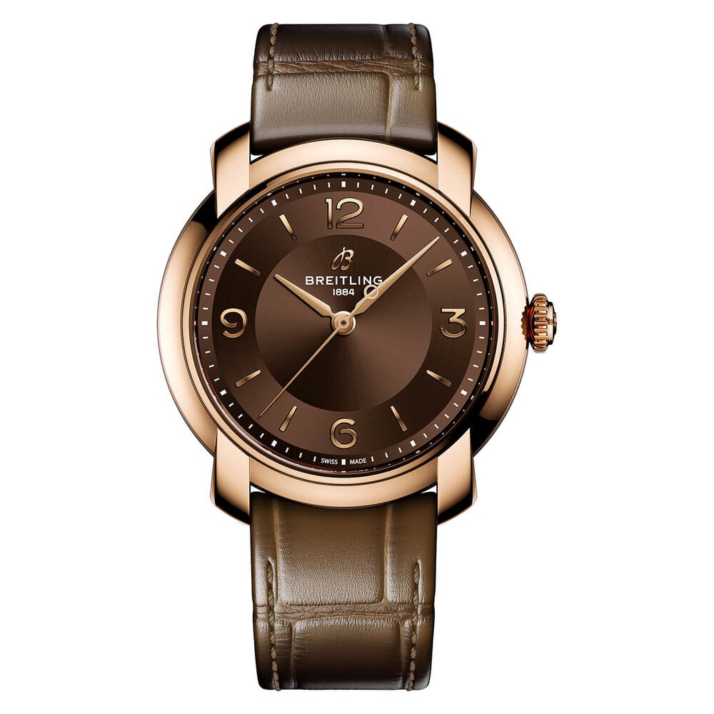 Bretling Lady Premier Automatic 36mm Brown Dial Leather Strap Watch