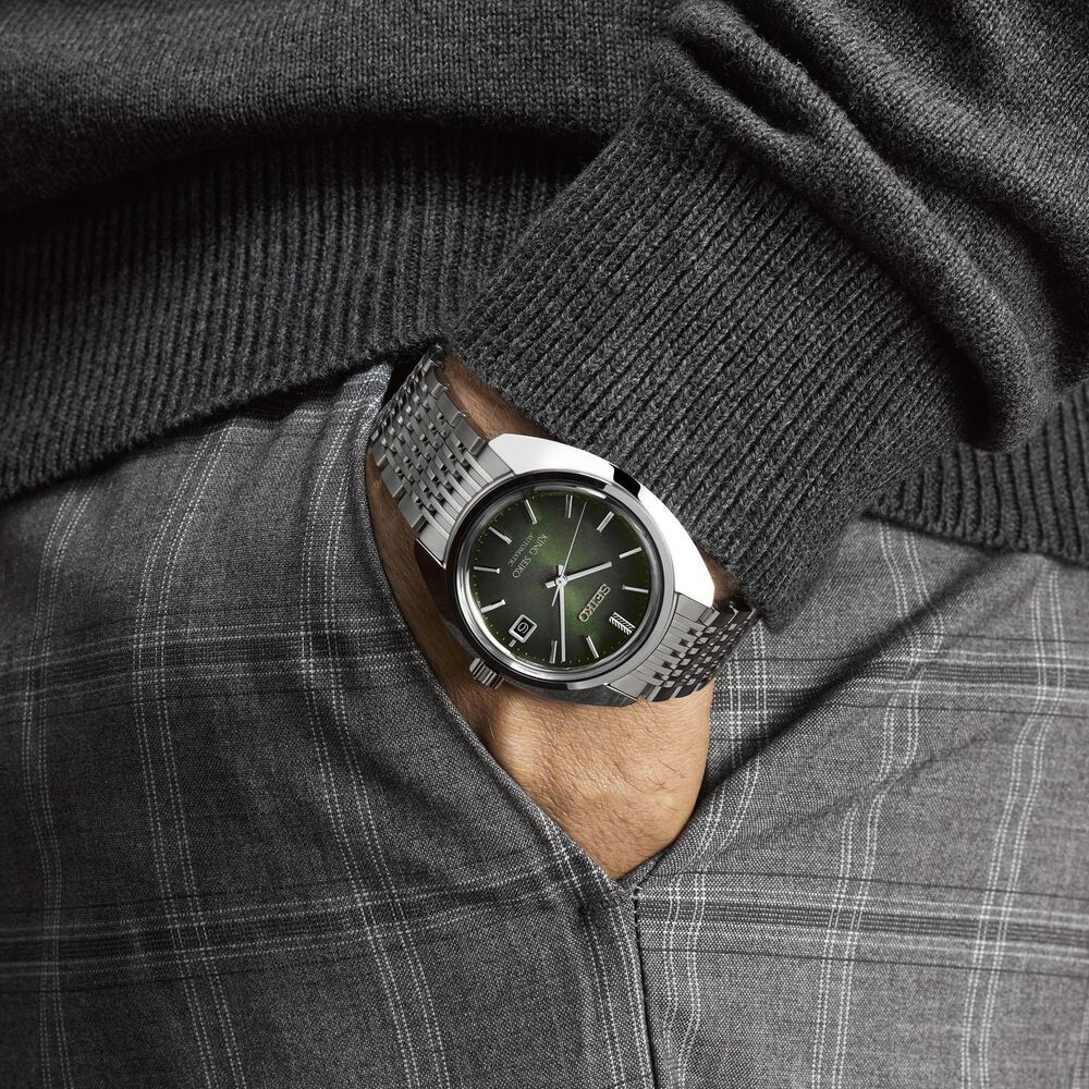 King Seiko &lsquo;Forest Green&rsquo; 6L 1969 Re-Interpretation 39.4mm Stainless Steel Bracelet Watch image number 5